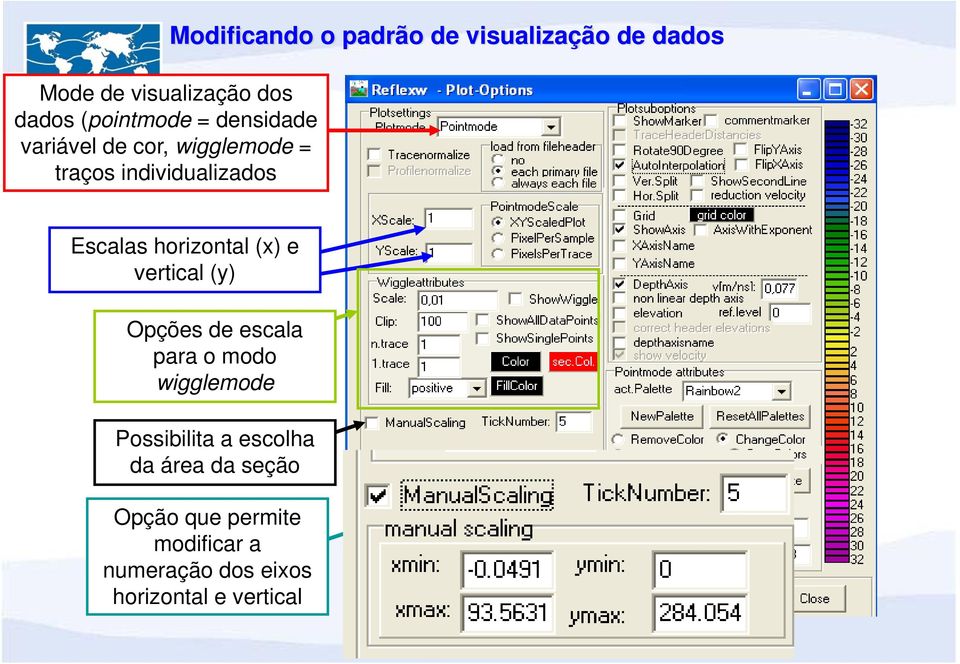 horizontal (x) e vertical (y) Opções de escala para o modo wigglemode Possibilita a