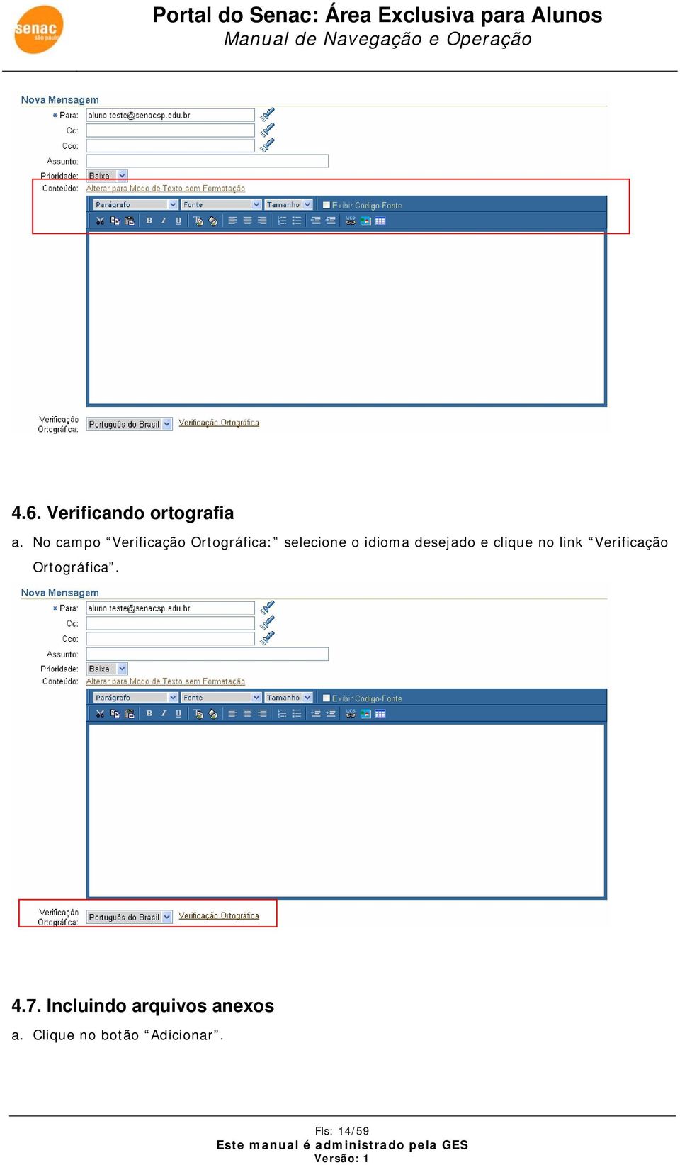 idioma desejado e clique no link Verificação