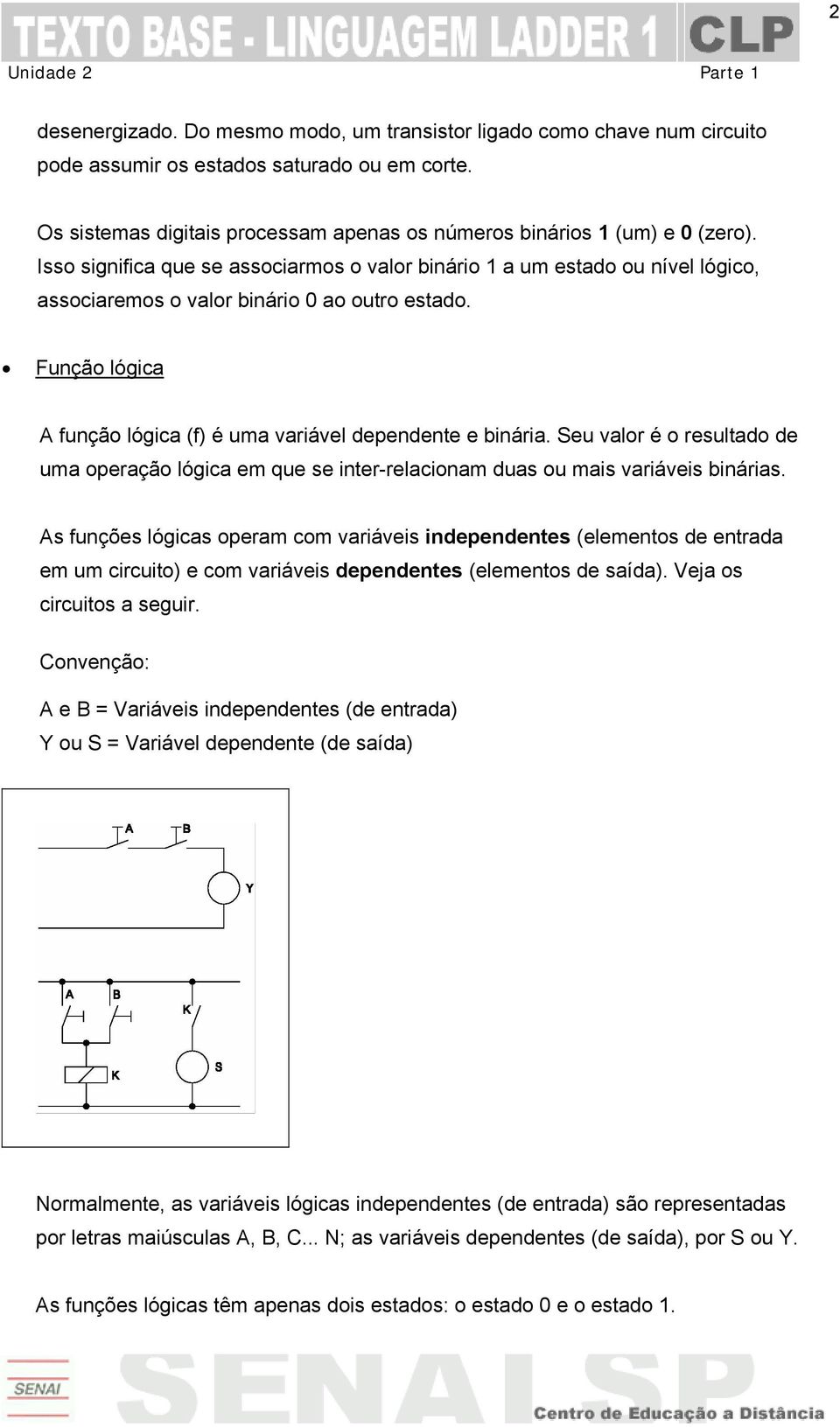 Seu valor é o resultado de uma operação lógica em que se inter-relacionam duas ou mais variáveis binárias.