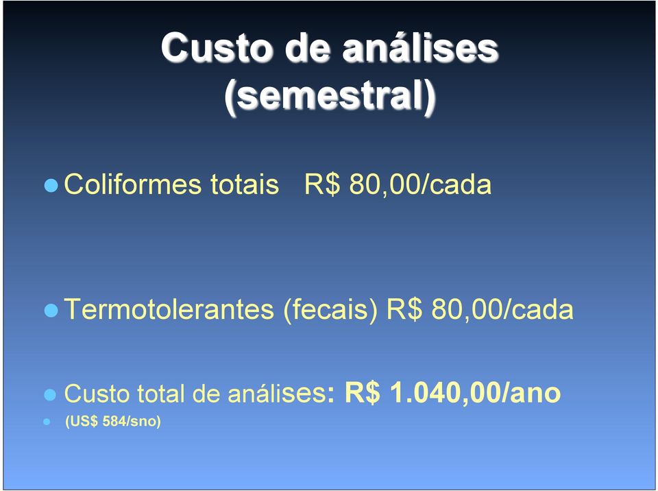 Termotolerantes (fecais) R$ 80,00/cada