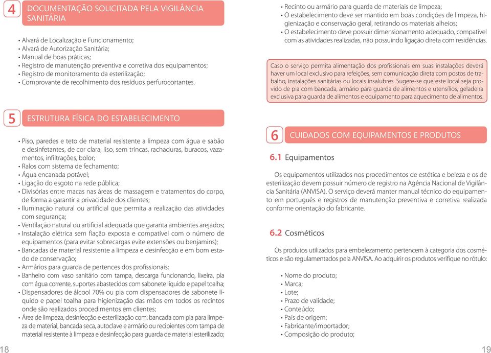 ESTRUTURA FÍSICA DO ESTABELECIMENTO Piso, paredes e teto de material resistente a limpeza com água e sabão e desinfetantes, de cor clara, liso, sem trincas, rachaduras, buracos, vazamentos,