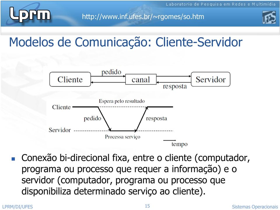 a informação) e o servidor (computador, programa ou processo que