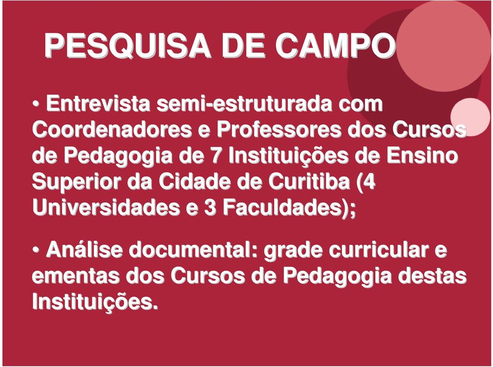 Ensino Superior da Cidade de Curitiba (4 Universidades e 3 Faculdades);