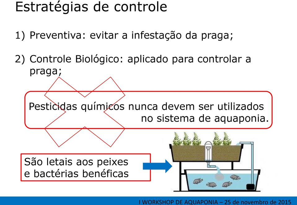 nunca devem ser utilizados no sistema de aquaponia.