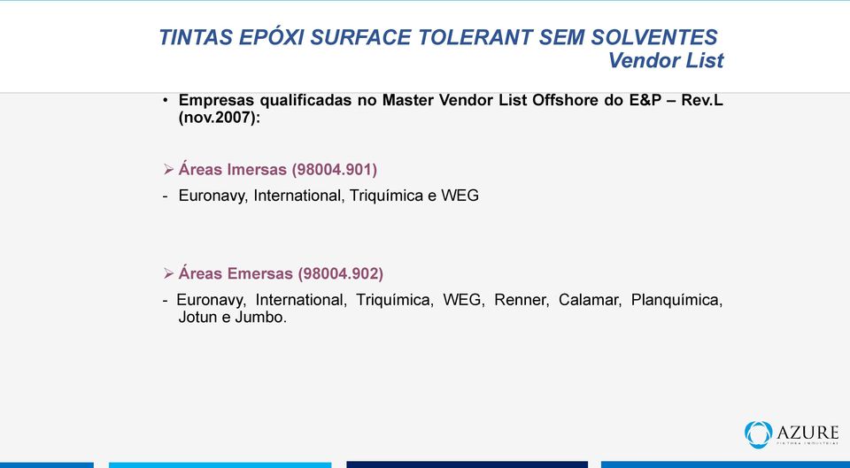 901) - Euronavy, International, Triquímica e WEG Áreas Emersas