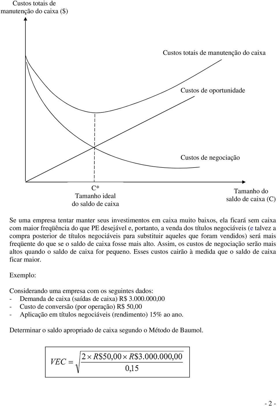 de títulos negociáveis para substituir aqueles que foram vendidos) será mais freqüente do que se o saldo de caixa fosse mais alto.