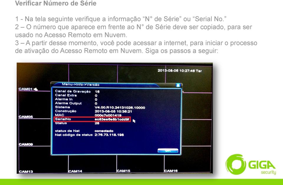 2 O número que aparece em frente ao N de Série deve ser copiado, para ser usado no