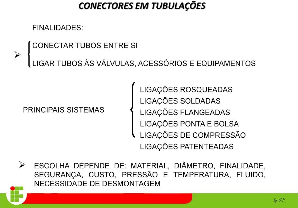 FLANGEADAS LIGAÇÕES PONTA E BOLSA LIGAÇÕES DE COMPRESSÃO LIGAÇÕES PATENTEADAS ESCOLHA DEPENDE