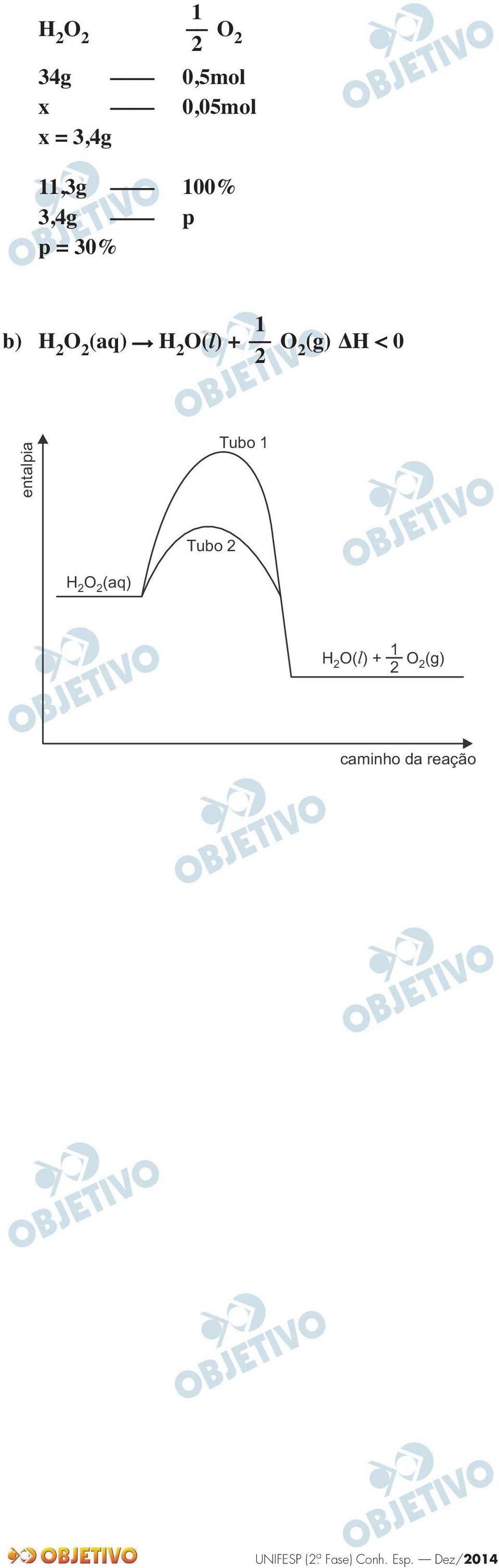 H O(l) + O (g) ΔH < 0 entalpia Tubo 1