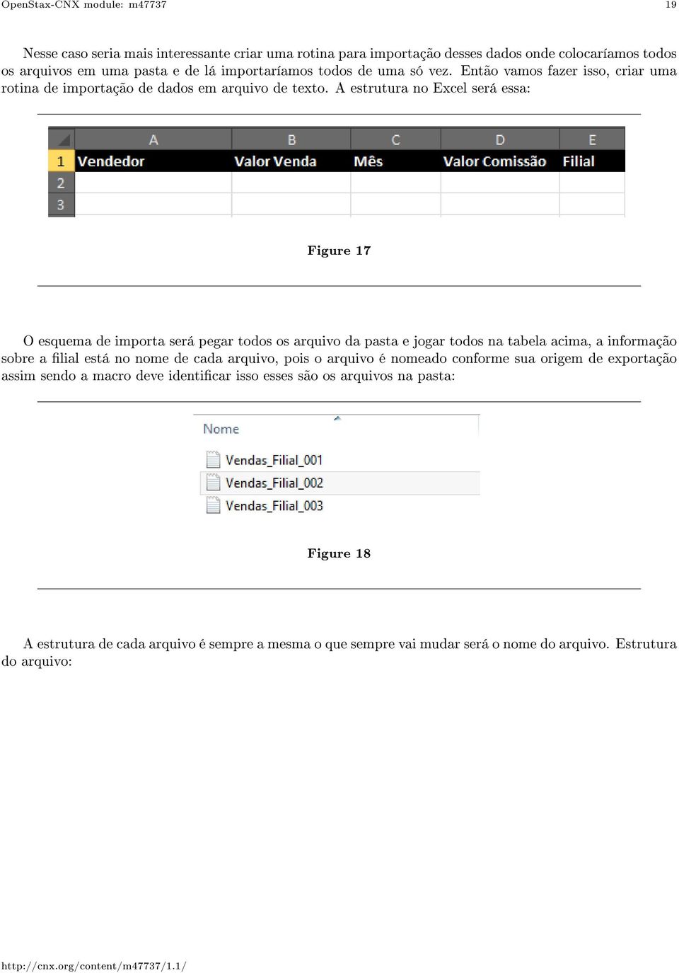 A estrutura no Excel será essa: Figure 17 O esquema de importa será pegar todos os arquivo da pasta e jogar todos na tabela acima, a informação sobre a lial está no nome de cada