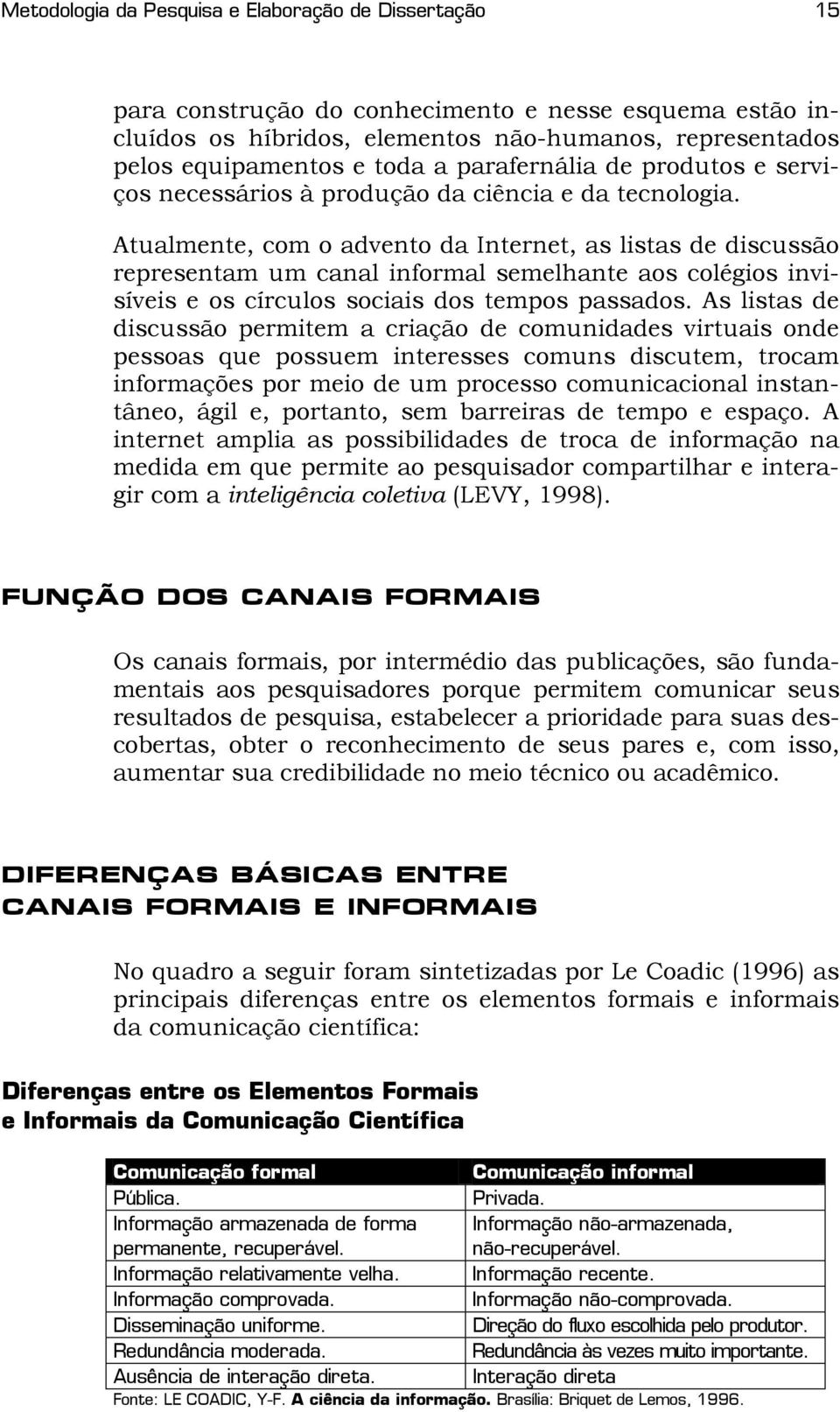 Atualmente, com o advento da Internet, as listas de discussão representam um canal informal semelhante aos colégios invisíveis e os círculos sociais dos tempos passados.