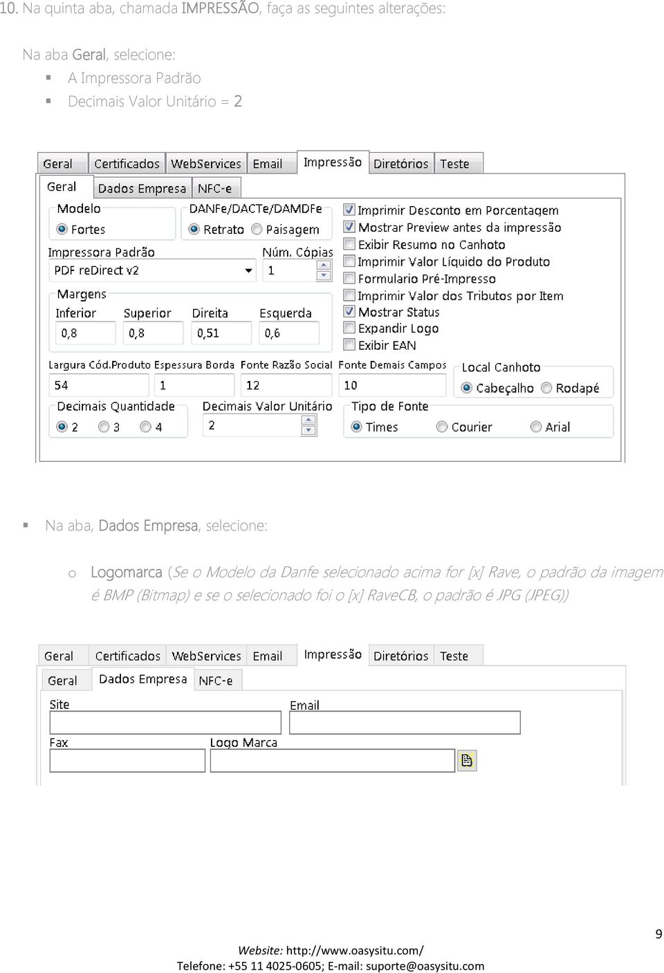 selecione: o Logomarca (Se o Modelo da Danfe selecionado acima for [x] Rave, o