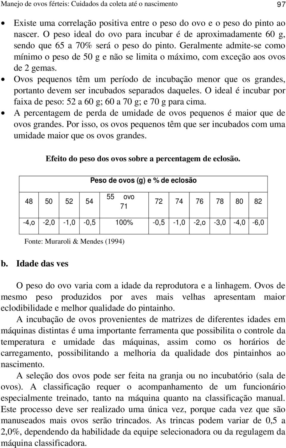 Geralmente admite-se como mínimo o peso de 50 g e não se limita o máximo, com exceção aos ovos de 2 gemas.