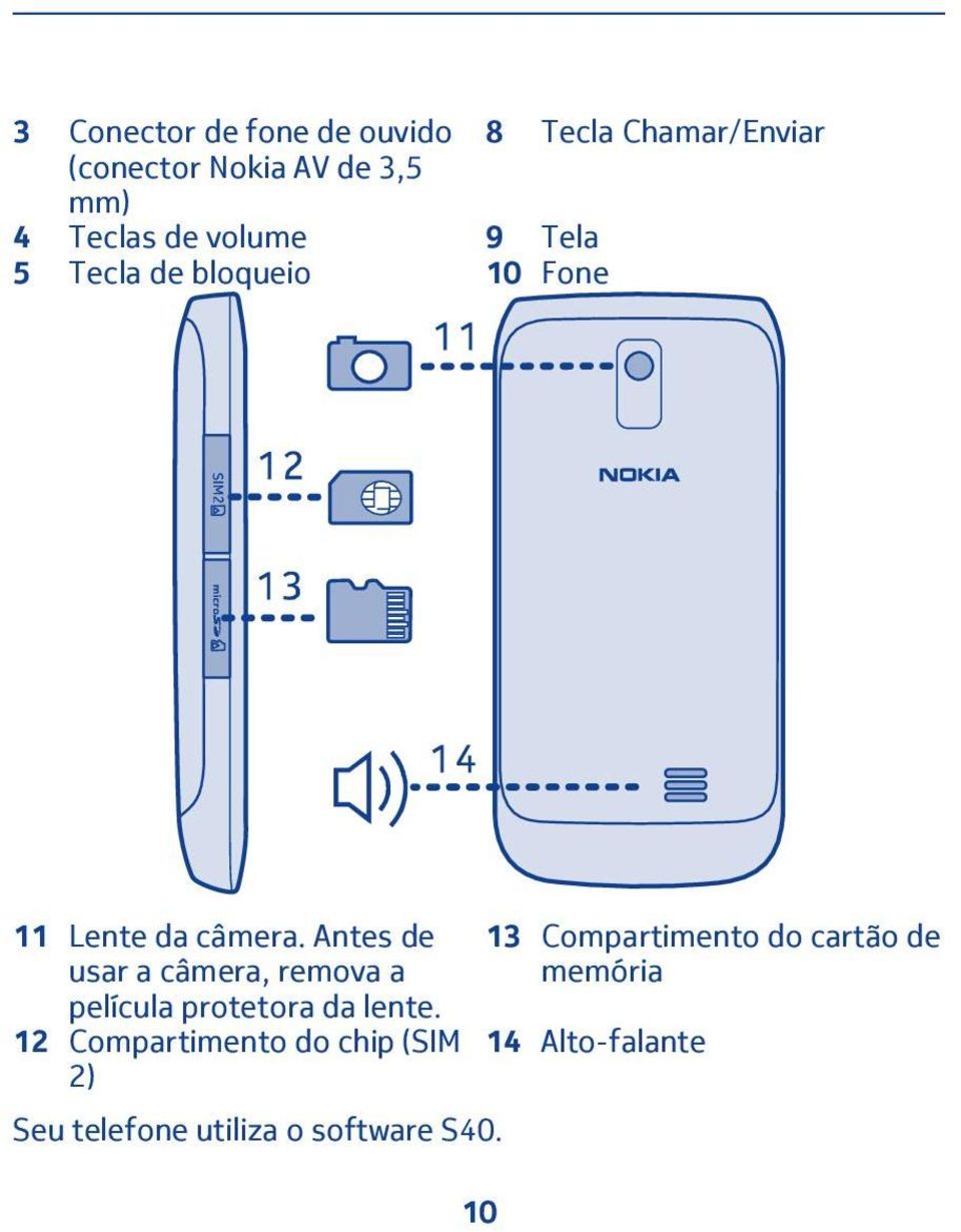 Antes de usar a câmera, remova a película protetora da lente.