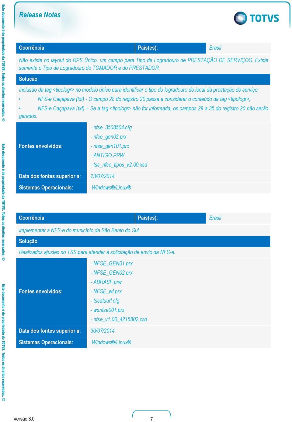 tag <tipologr>; NFS-e Caçapava (txt) Se a tag <tipologr> não for informada, os campos 29 a 35 do registro 20 não serão gerados. - nfse_3508504.cfg - nfse_gen02.prx - nfse_gen101.prx - ANTIGO.