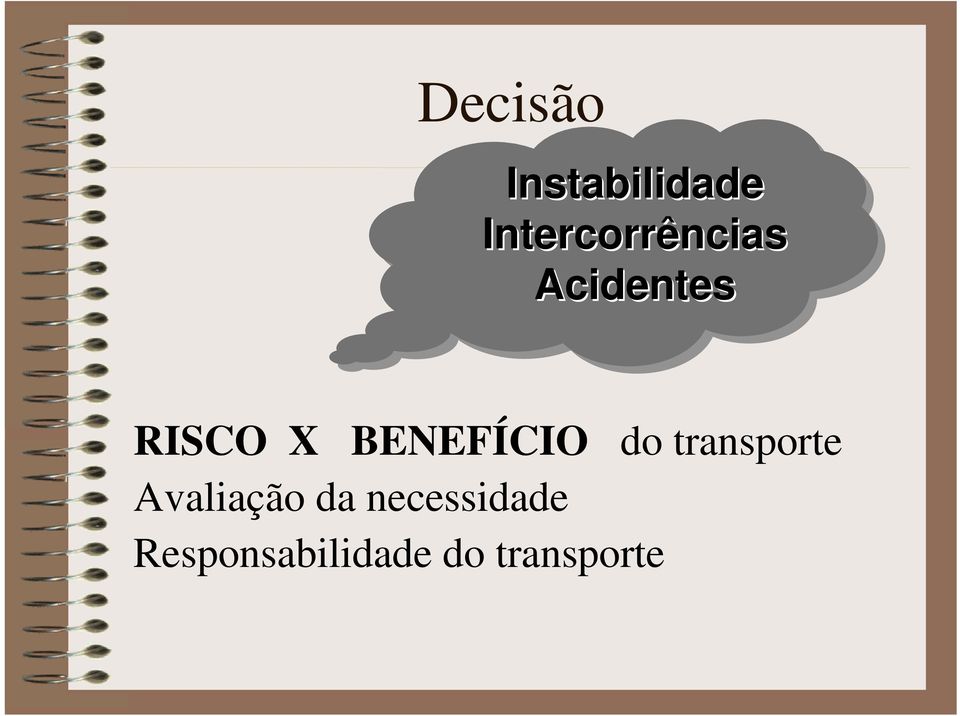 RISCO X BENEFÍCIO do transporte