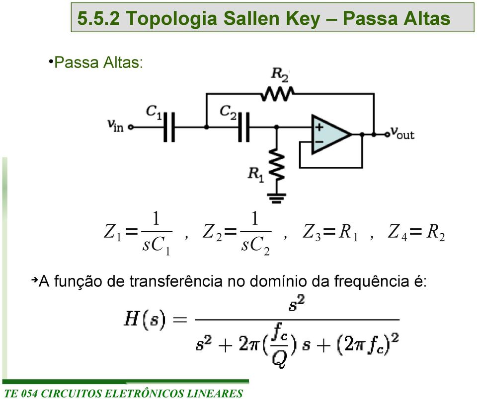 2, Z 3 =R 1, Z 4 = R 2 A função de