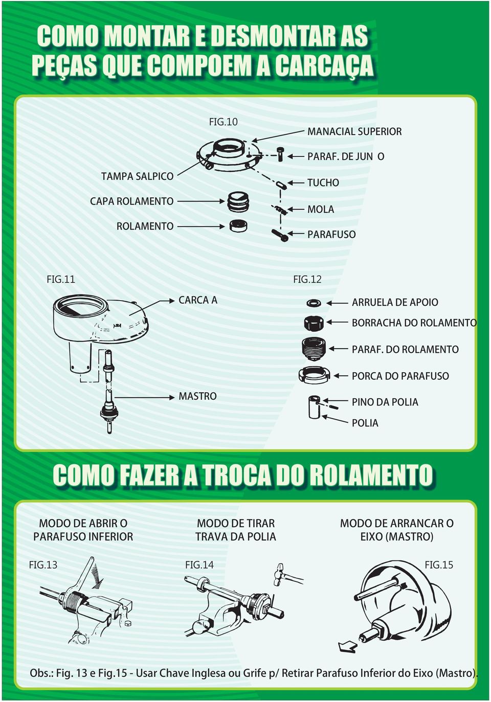 12 CARCA A ARRUELA DE APOIO BORRACHA DO ROLAMENTO PARAF.