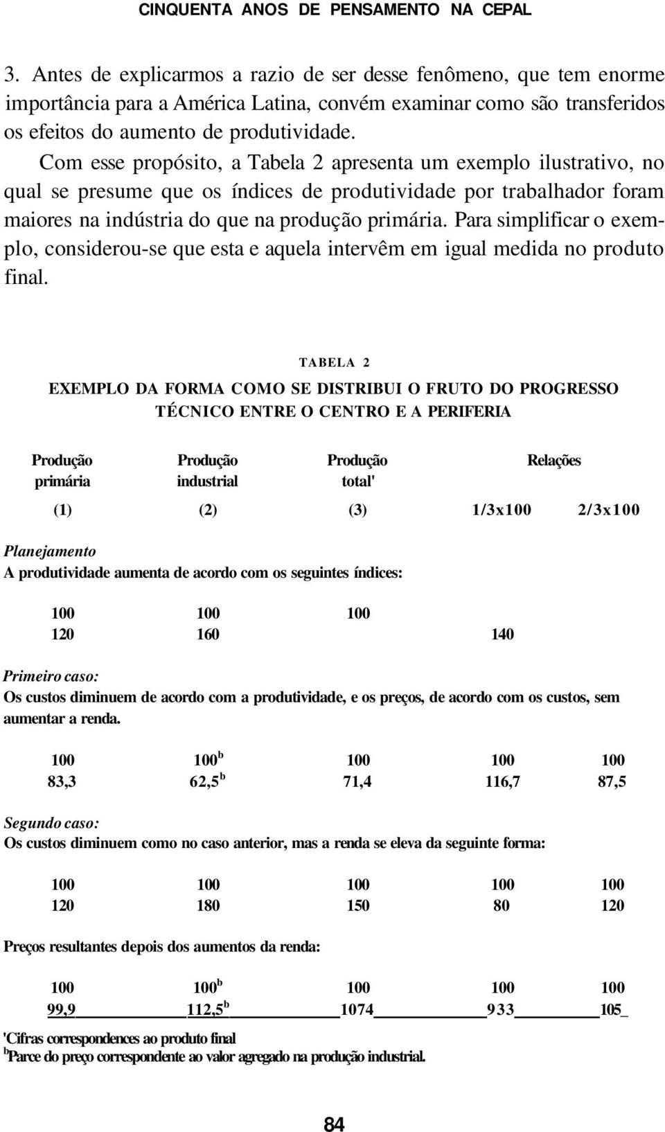 Com esse propósito, a Tabela 2 apresenta um exemplo ilustrativo, no qual se presume que os índices de produtividade por trabalhador foram maiores na indústria do que na produção primária.