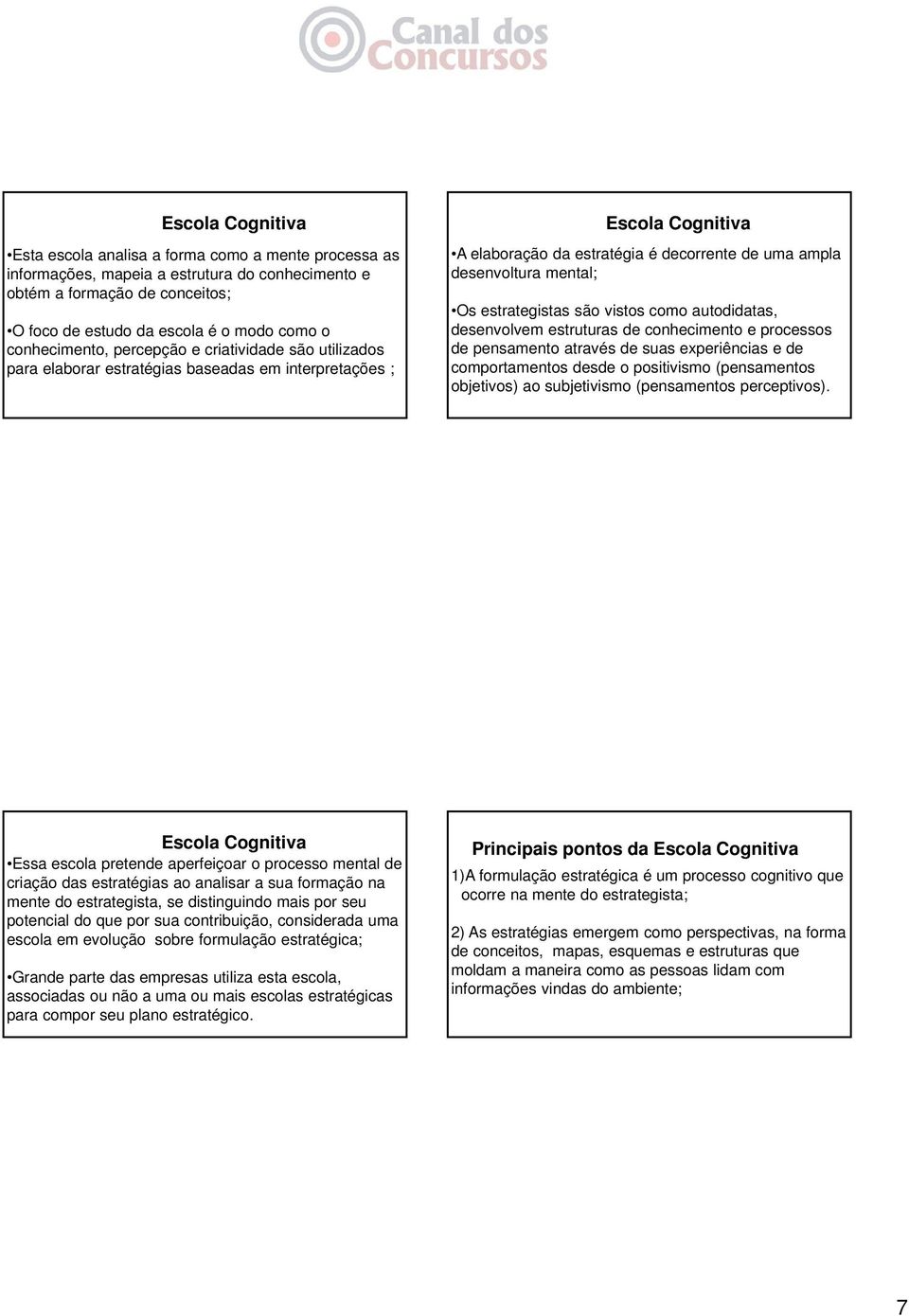 Os estrategistas são vistos como autodidatas, desenvolvem estruturas de conhecimento e processos de pensamento através de suas experiências e de comportamentos desde o positivismo (pensamentos