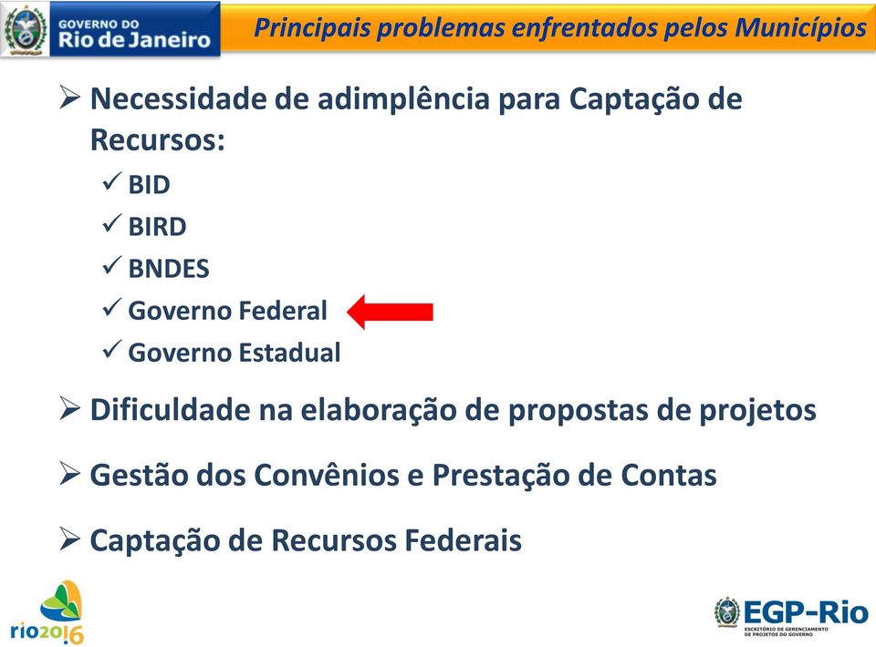 pelos Municípios Dificuldade na elaboração de propostas de projetos