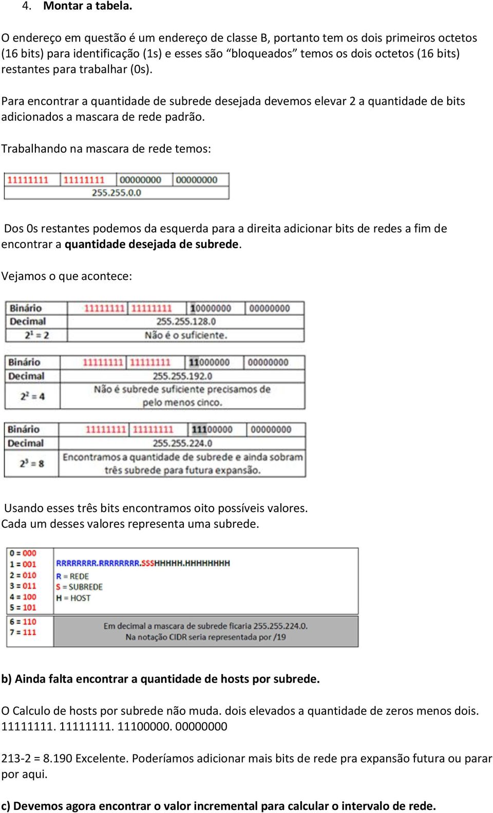 trabalhar (0s). Para encontrar a quantidade de subrede desejada devemos elevar 2 a quantidade de bits adicionados a mascara de rede padrão.