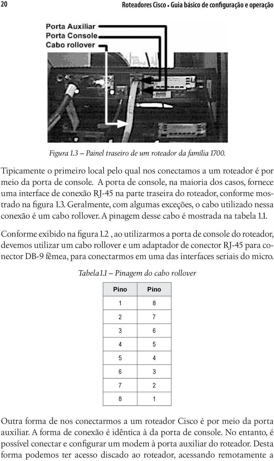 A porta de console, na maioria dos casos, fornece uma interface de conexão RJ-45 na parte traseira do roteador, conforme mostrado na figura 1.3.