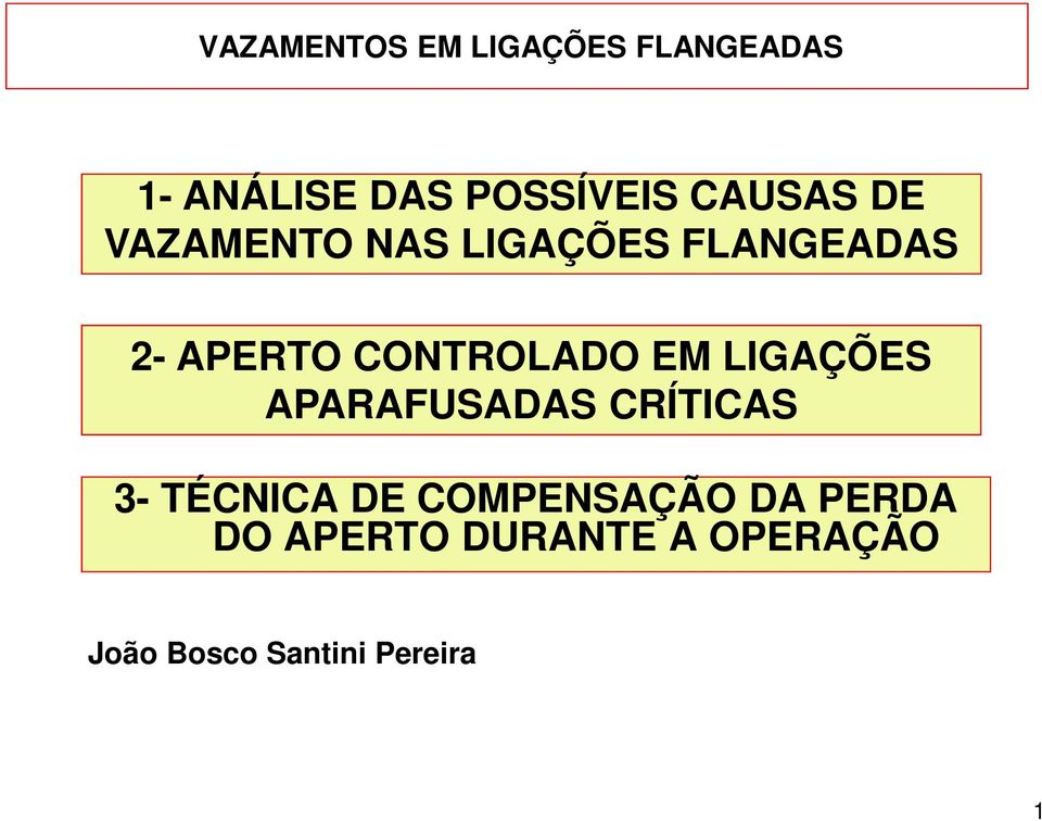 APARAFUSADAS CRÍTICAS 3- TÉCNICA DE COMPENSAÇÃO DA