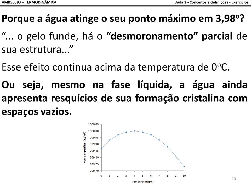 .. Esse efeito continua acima da temperatura de 0 o C.