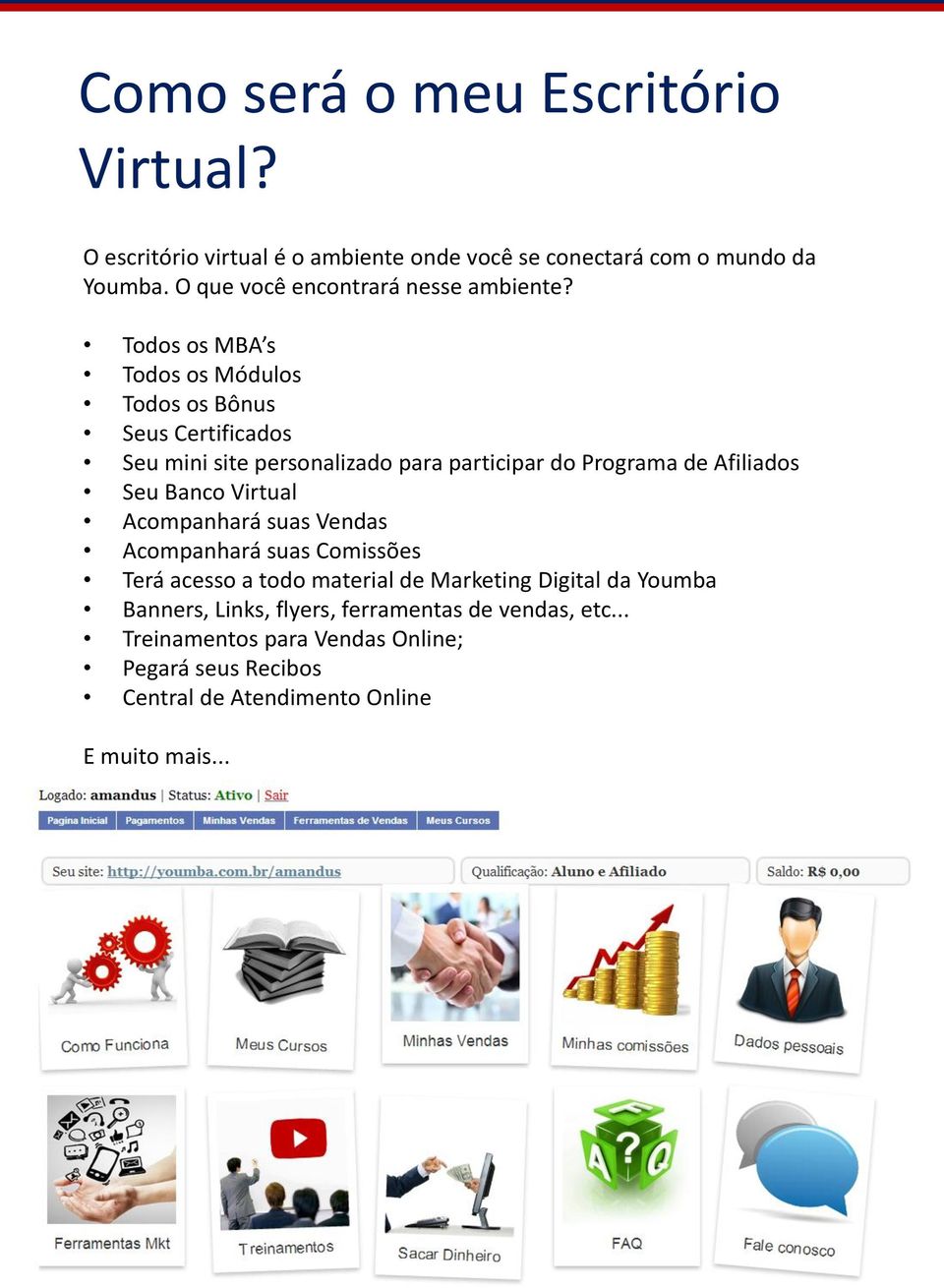 Todos os MBA s Todos os Módulos Todos os Bônus Seus Certificados Seu mini site personalizado para participar do Programa de Afiliados Seu