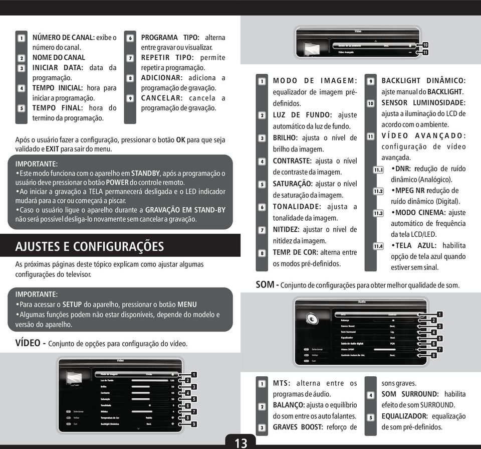 Após o usuário fazer a configuração, pressionar o botão OK para que seja validado e EXIT para sair do menu.