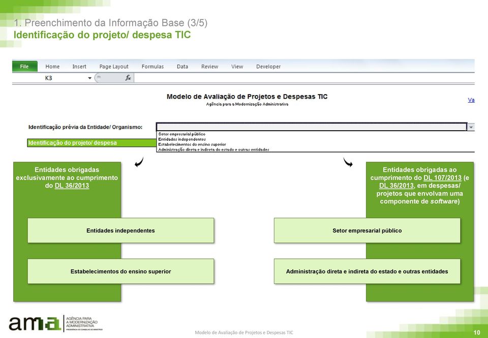 que envolvam uma componente de software) Entidades independentes Setor empresarial público Estabelecimentos do