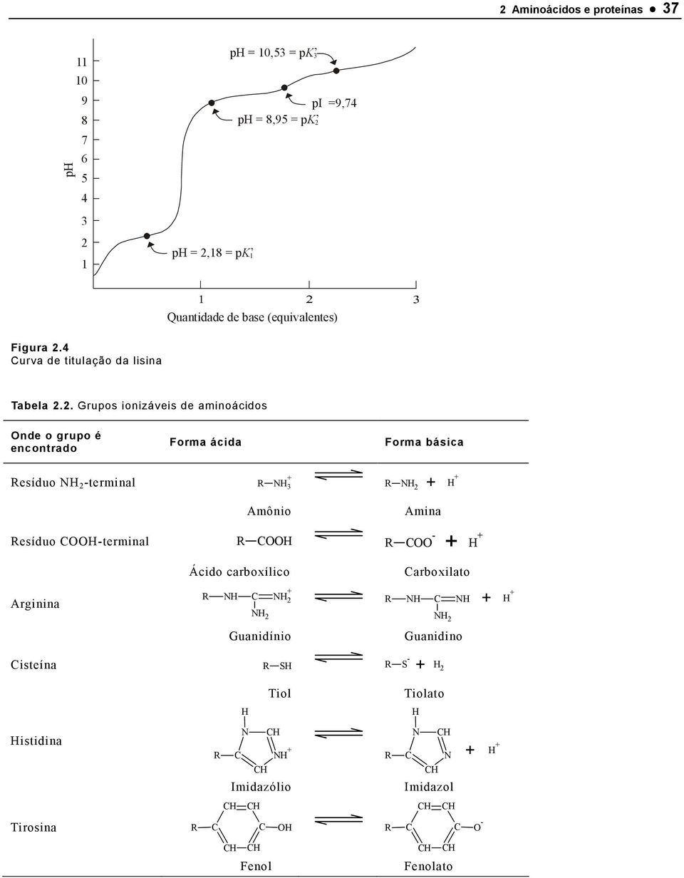 . Grupos ionizáveis de aminoácidos nde o grupo é encontrado Forma ácida Forma básica Resíduo -terminal 3 R R Amônio
