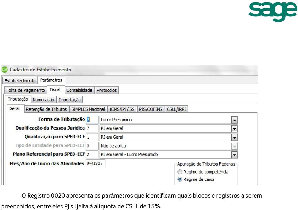 blocos e registros a serem