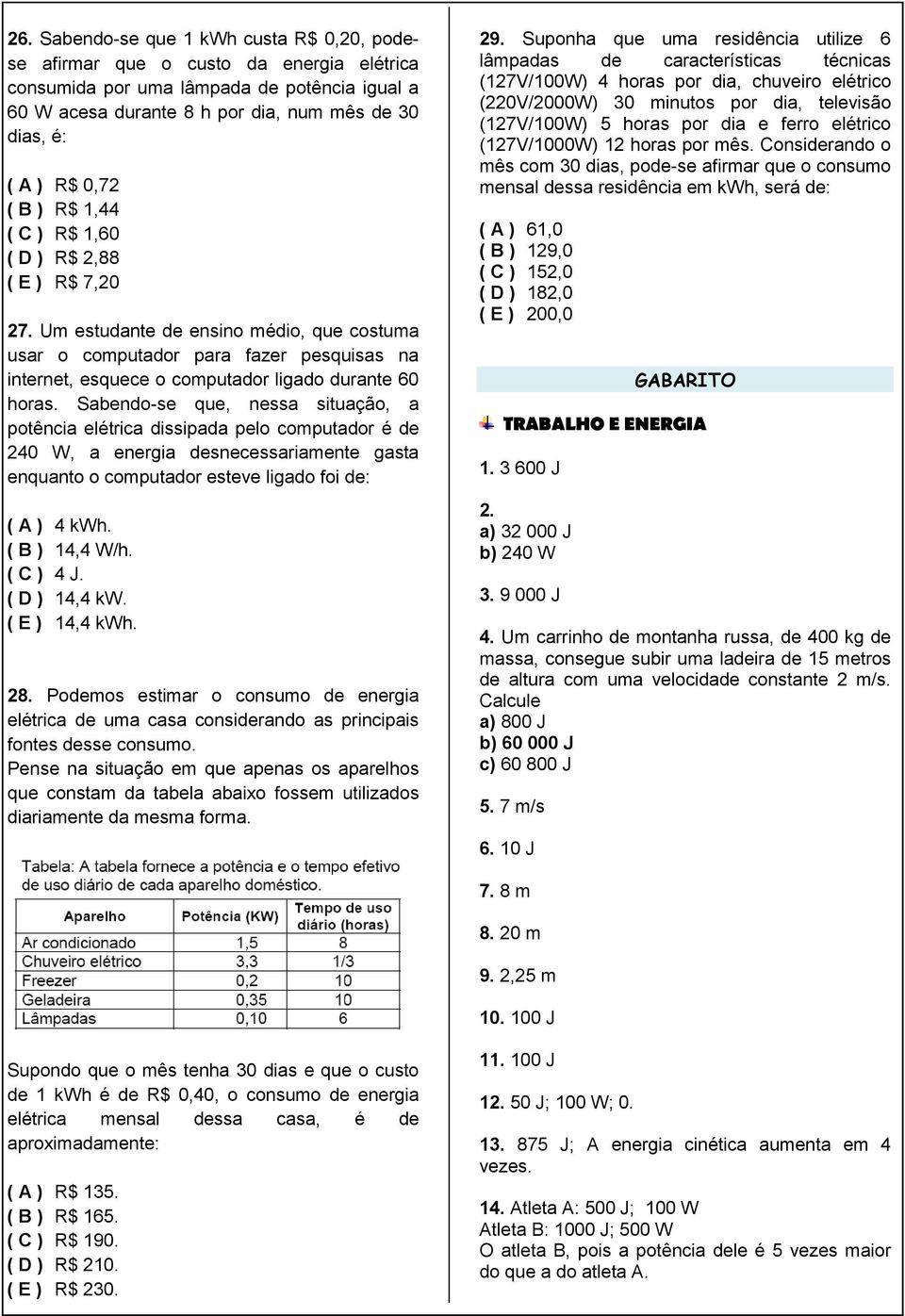 Um estudante de ensino médio, que costuma usar o computador para fazer pesquisas na internet, esquece o computador ligado durante 60 horas.