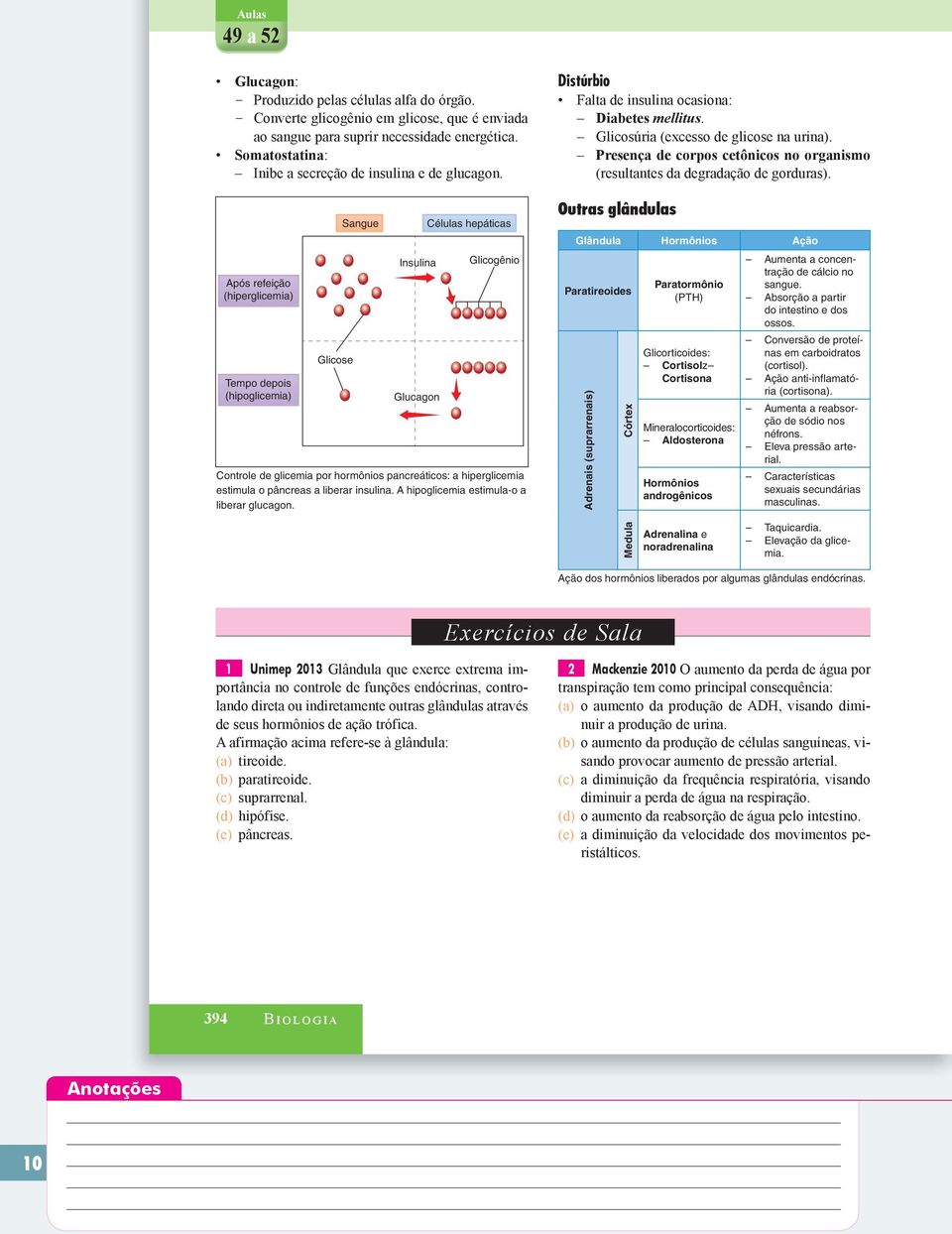 Após refeição (hiperglicemia) Tempo depois (hipoglicemia) Glicose Sangue Insulina Glucagon Células hepáticas Glicogênio Controle de glicemia por hormônios pancreáticos: a hiperglicemia estimula o