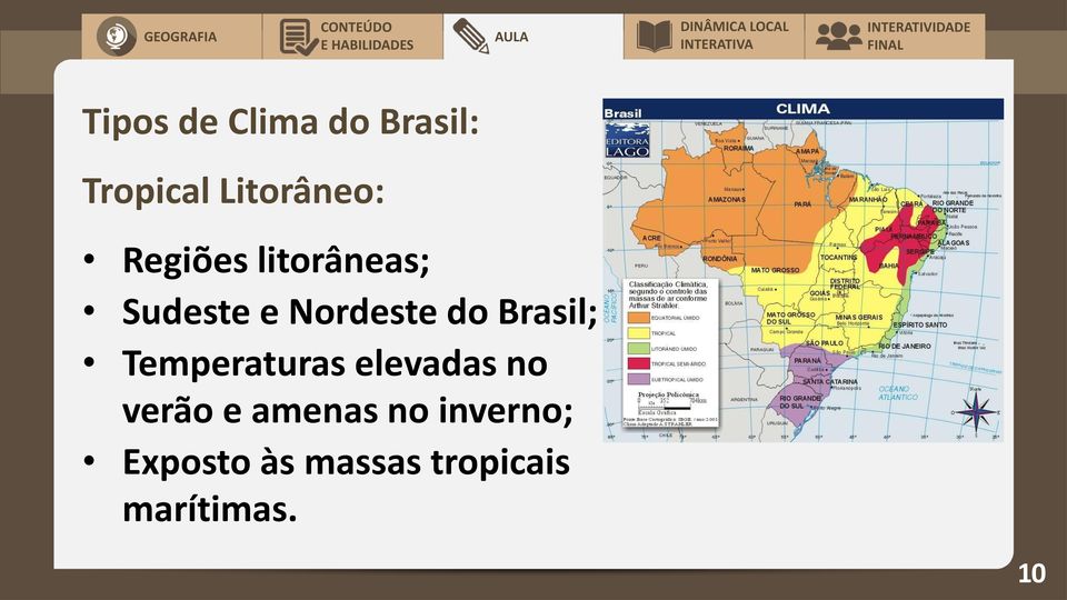 Brasil; Temperaturas elevadas no verão e amenas