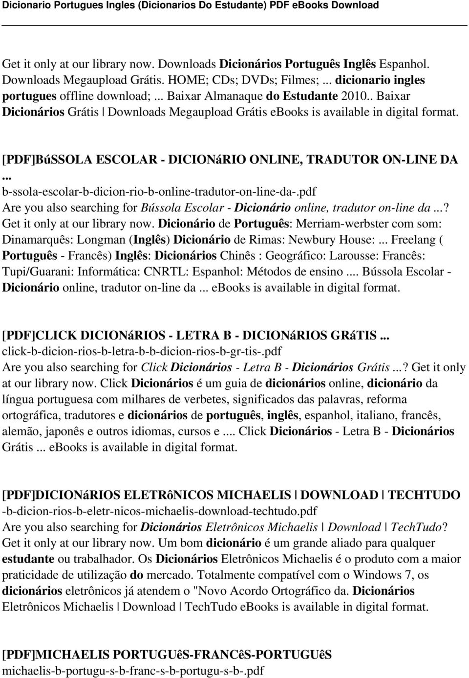 Ingles michaelis dicionario pdf portugues