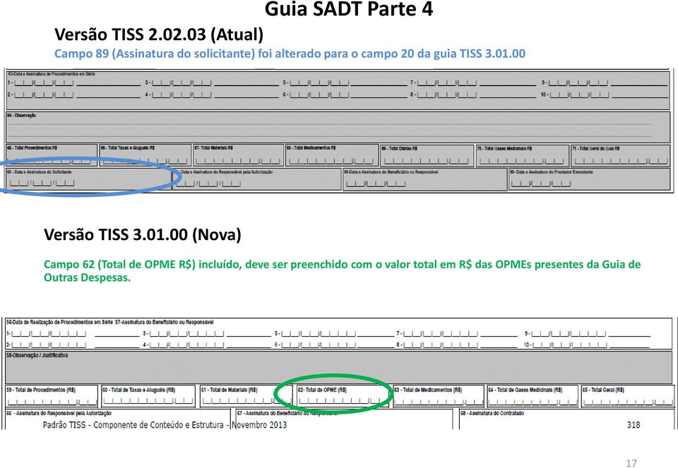 campo 20 da guia TISS 3.01.