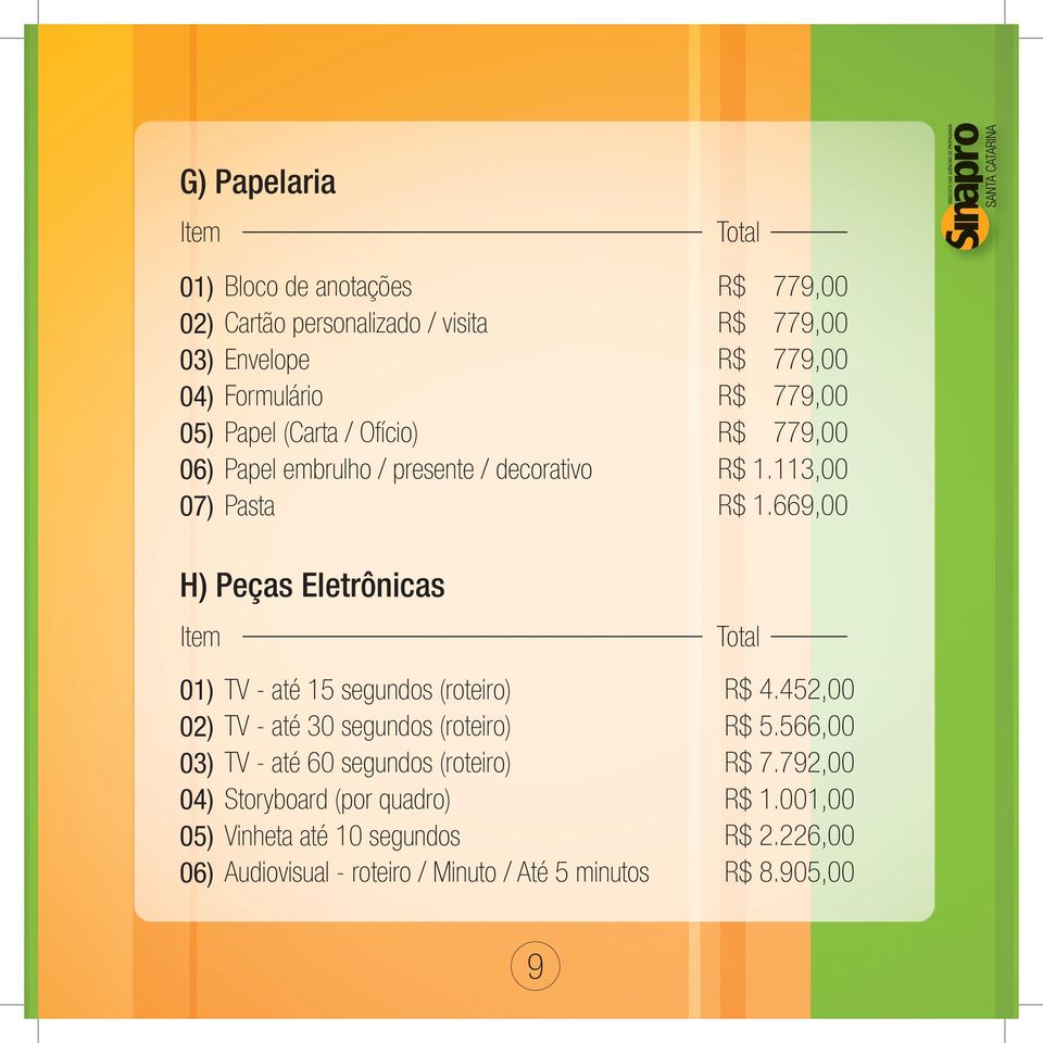 até 15 segundos (roteiro) TV - até 30 segundos (roteiro) TV - até 60 segundos (roteiro) Storyboard (por quadro)