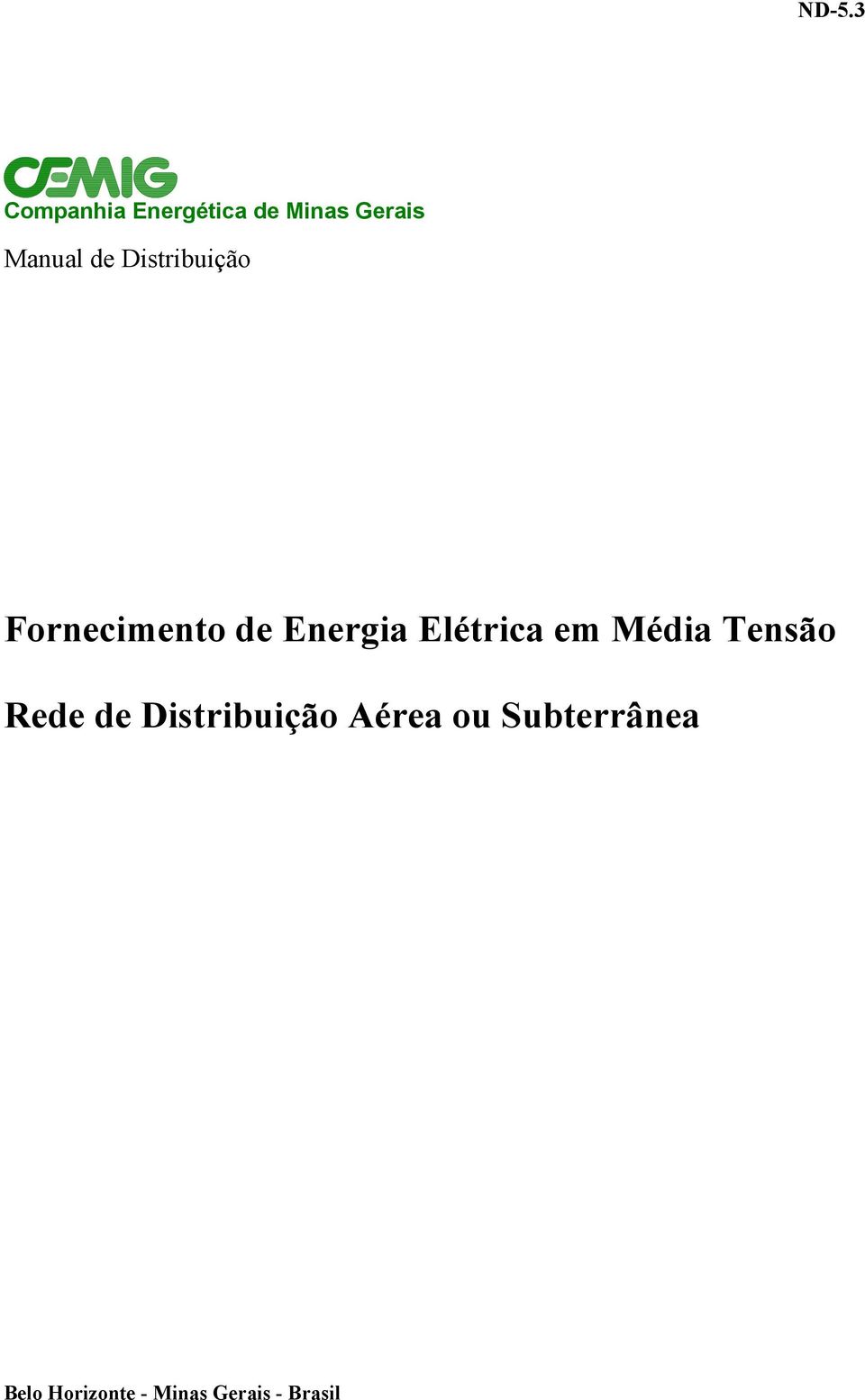 Elétrica em Média Tensão Rede de Distribuição