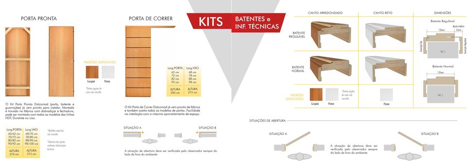 PORTA 62 cm 72 cm 82 cm 92 cm Larg.