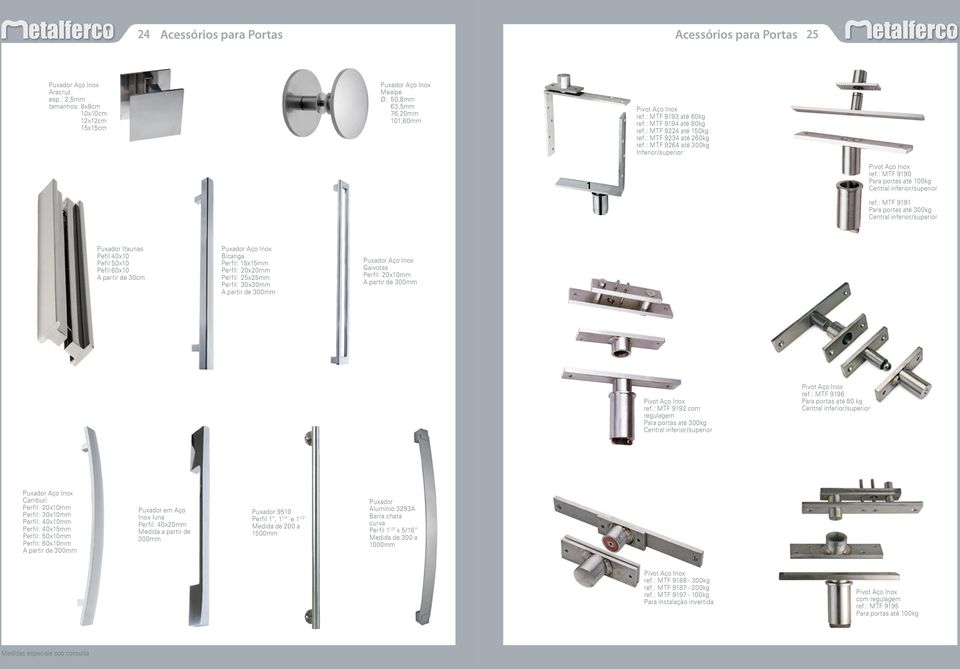 : MTF 9190 Para portas até 100kg Central inferior/superior ref.