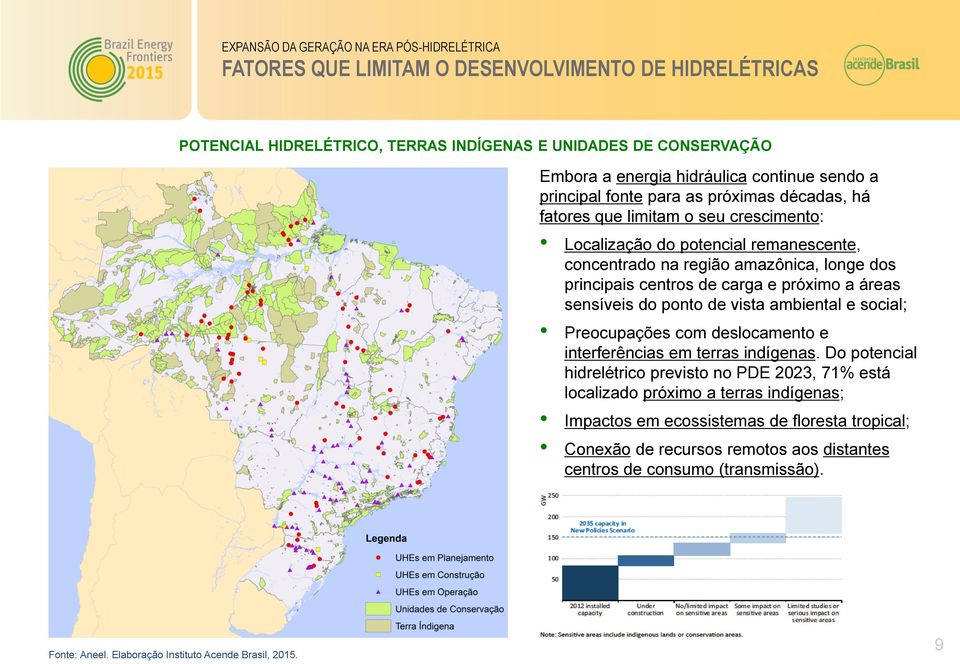 sensíveis do ponto de vista ambiental e social; Preocupações com deslocamento e interferências em terras indígenas.