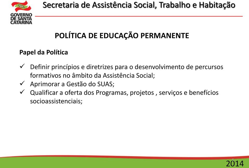 da Assistência Social; Aprimorar a Gestão do SUAS; Qualificar a