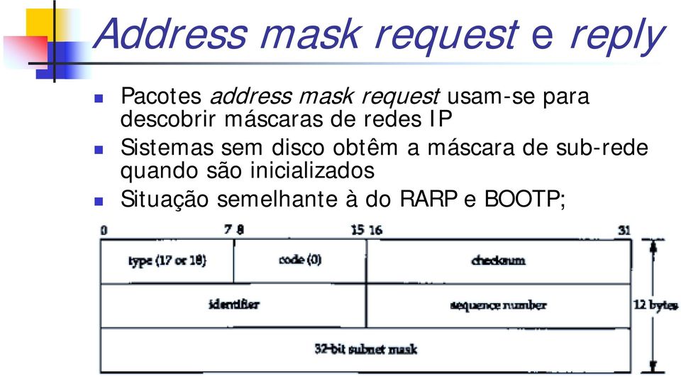 Sistemas sem disco obtêm a máscara de sub-rede