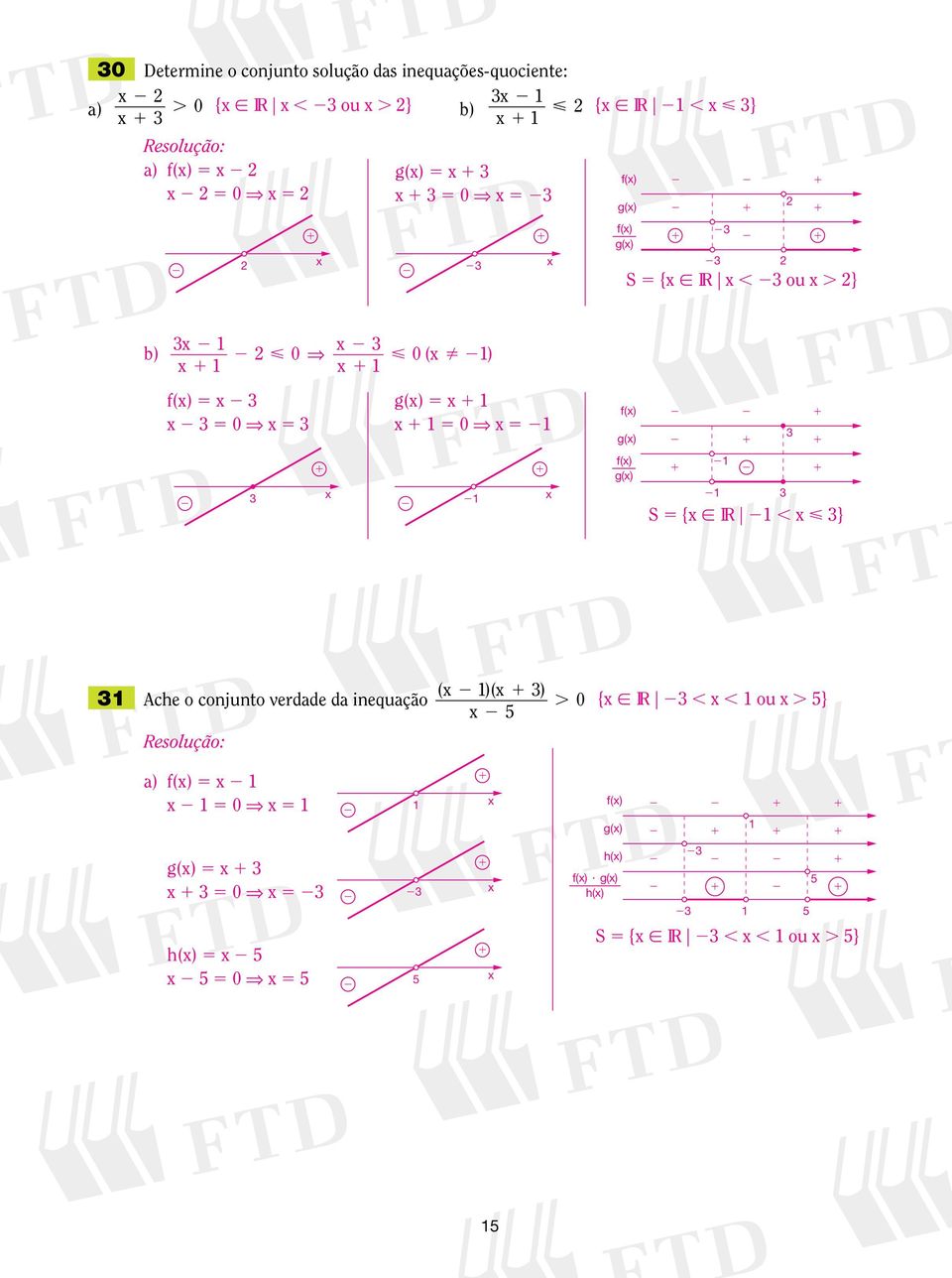 } b) ( ) f() g() f() g() f() g() S { [ IR, < } Ache o conjunto verdade