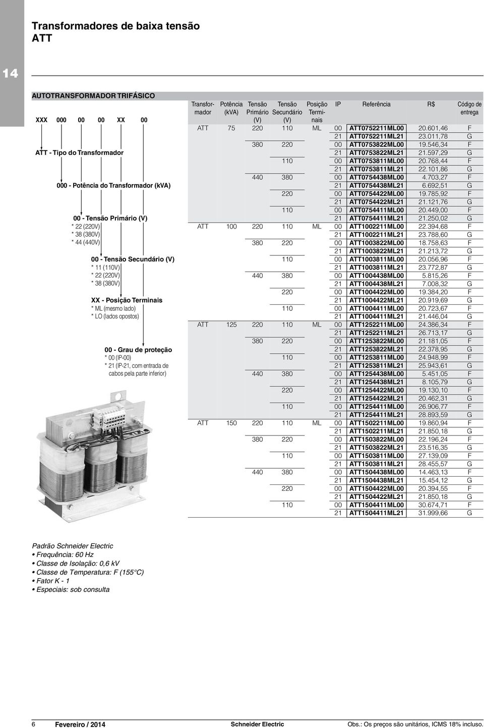 703,27 F 000 - Potência do (kva) 21 ATT0754438ML21 6.692,51 G 220 00 ATT0754422ML00 19.785,92 F 21 ATT0754422ML21 21.121,76 G 110 00 ATT0754411ML00 20.449,00 F 00 - Primário (V) 21 ATT0754411ML21 21.