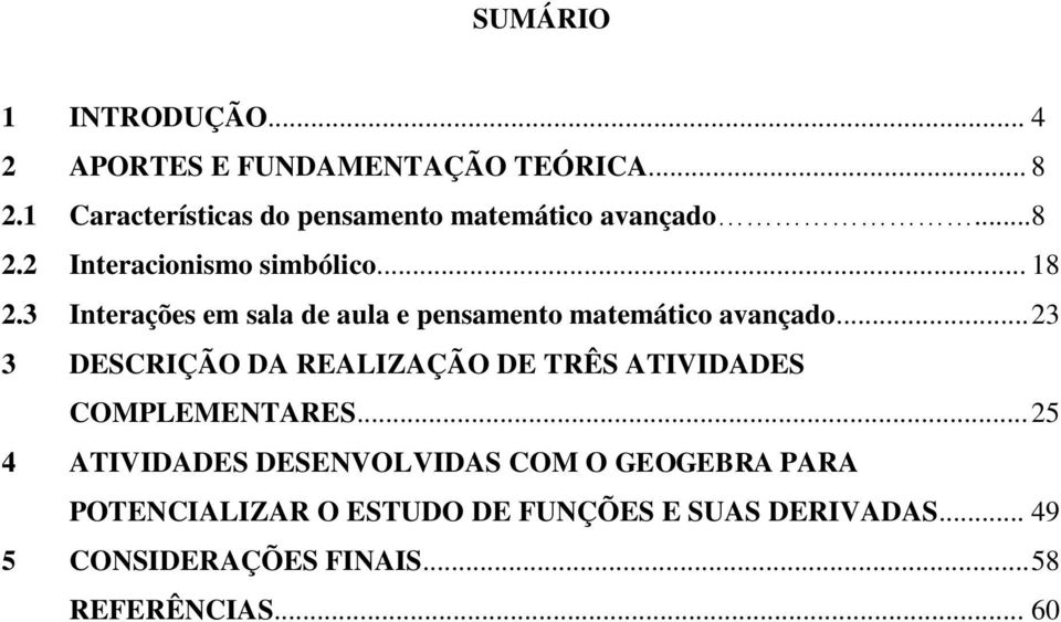 3 Interações em sala de aula e pensamento matemático avançado.