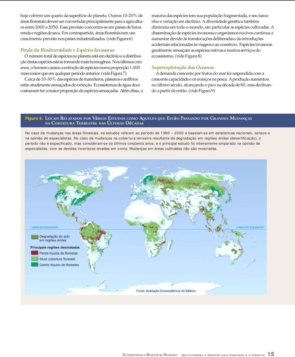 (vide Figura 6) Perda da Biodiversidade e Espécies Invasoras O número total de espécies no planeta está em declínio e a distribuição destas espécies está se tornando mais homogênea.